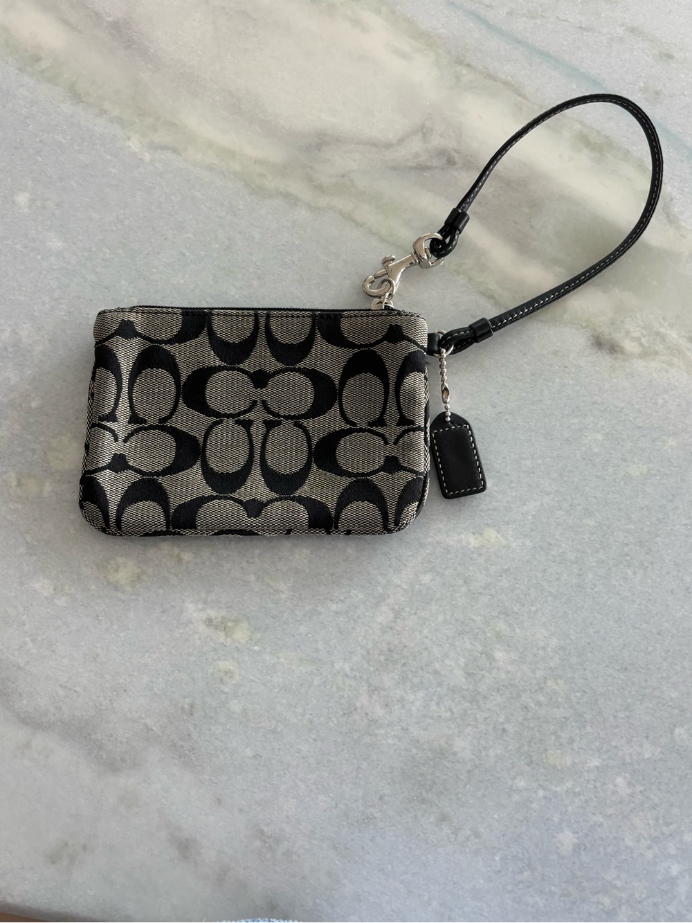 Coach Black & Tan Signature Canvas Wristlet - Picture 6 of 8